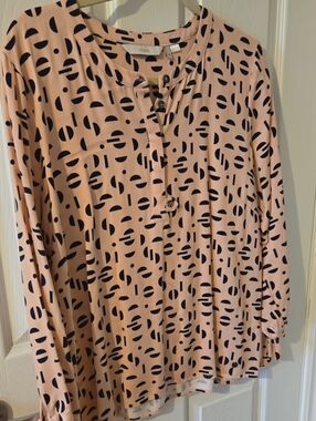 Soft Pink Printed Button-Front Blouse by Eileen Fisher